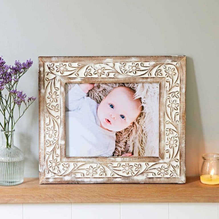 Floral Wooden Photo Frame