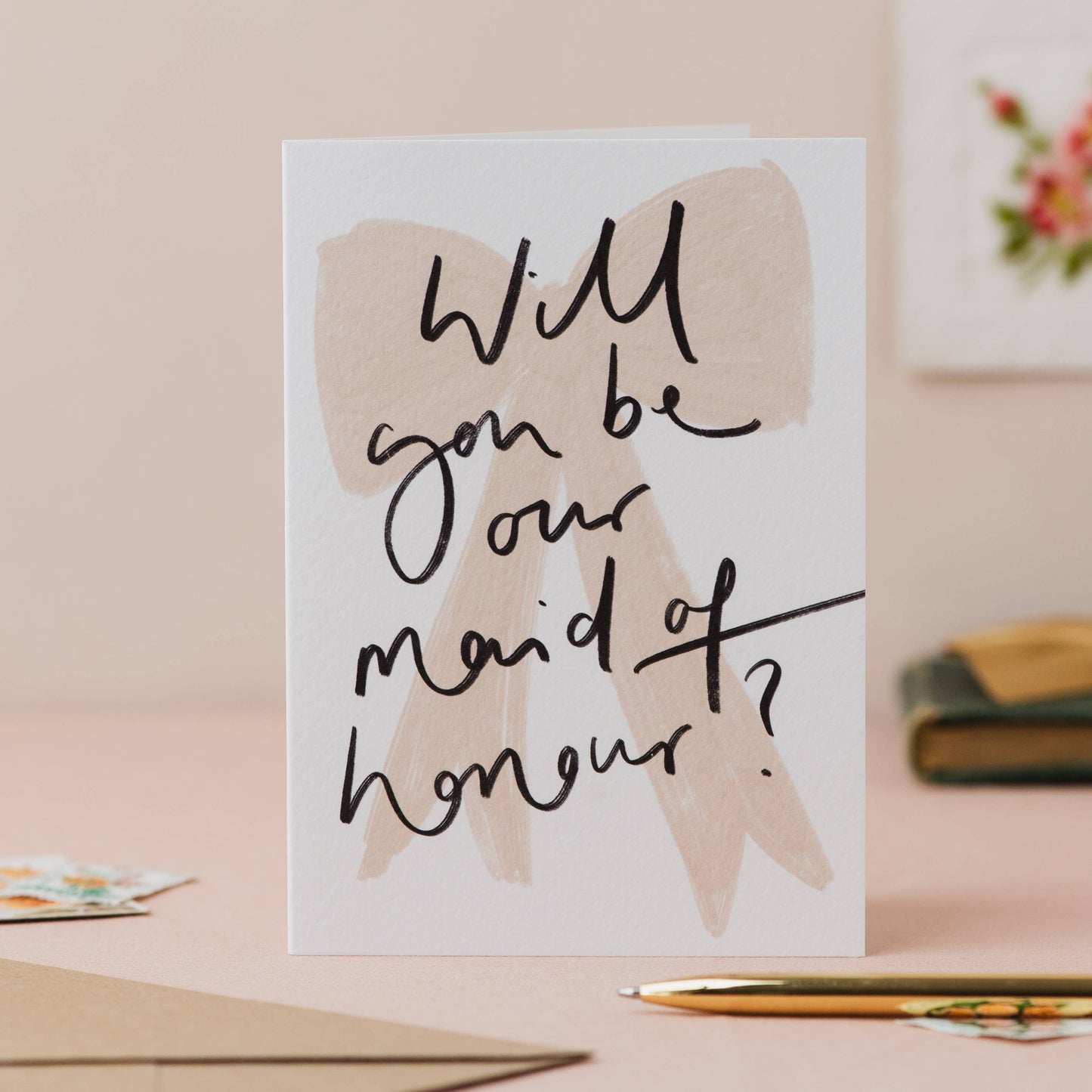 Pink Bow 'Will You Be Our Maid of Honour?' Card