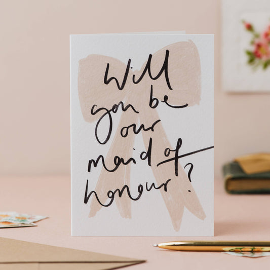 Pink Bow 'Will You Be Our Maid of Honour?' Card