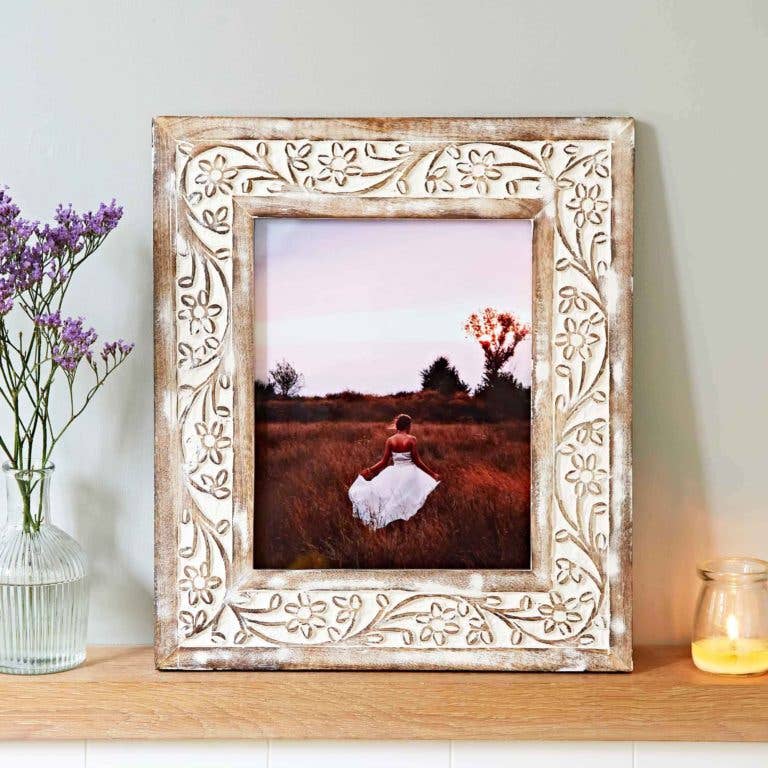 Floral Wooden Photo Frame