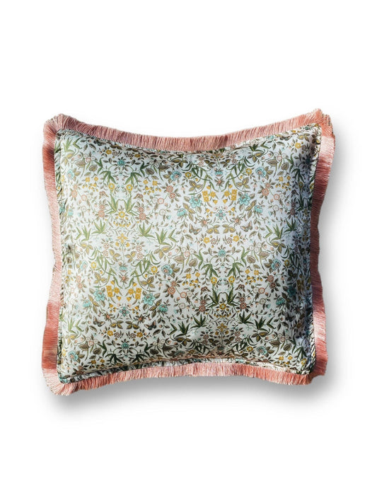 Liberty Print Silk Cushion With Fringe Edge