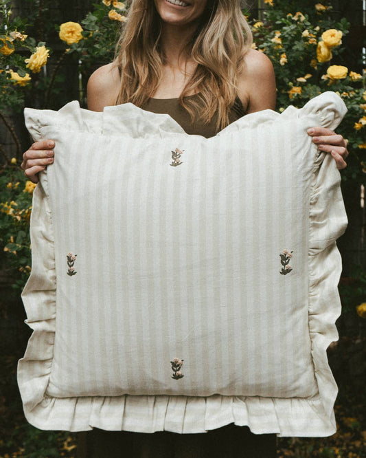 Embroidered Floral Cushion Cover