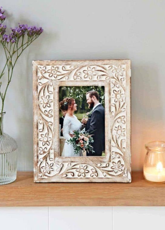 Floral Wooden Photo Frame