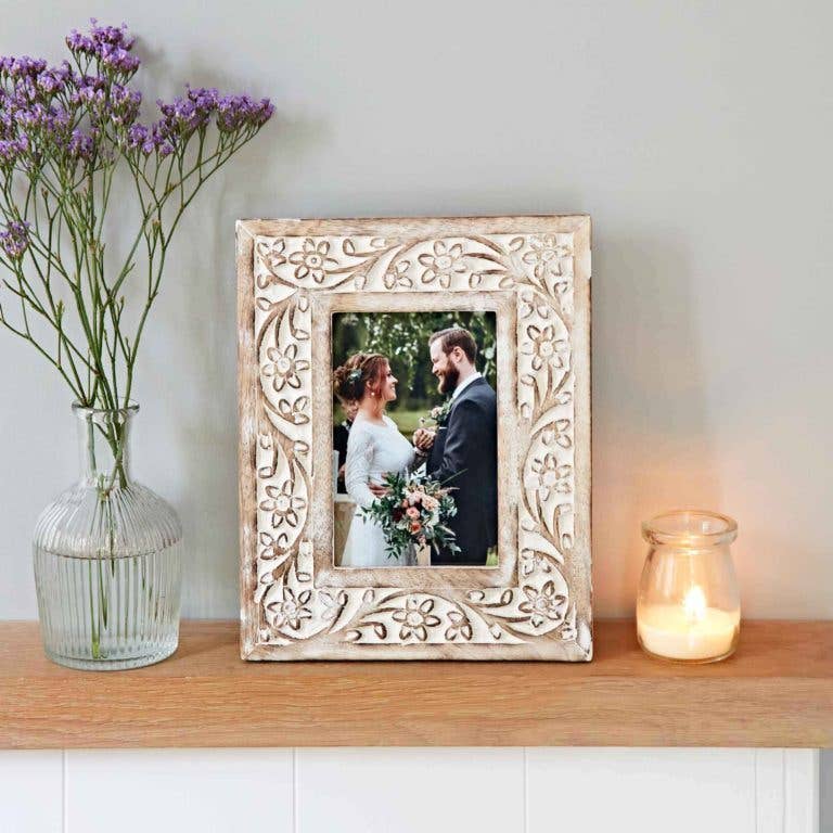 Floral Wooden Photo Frame