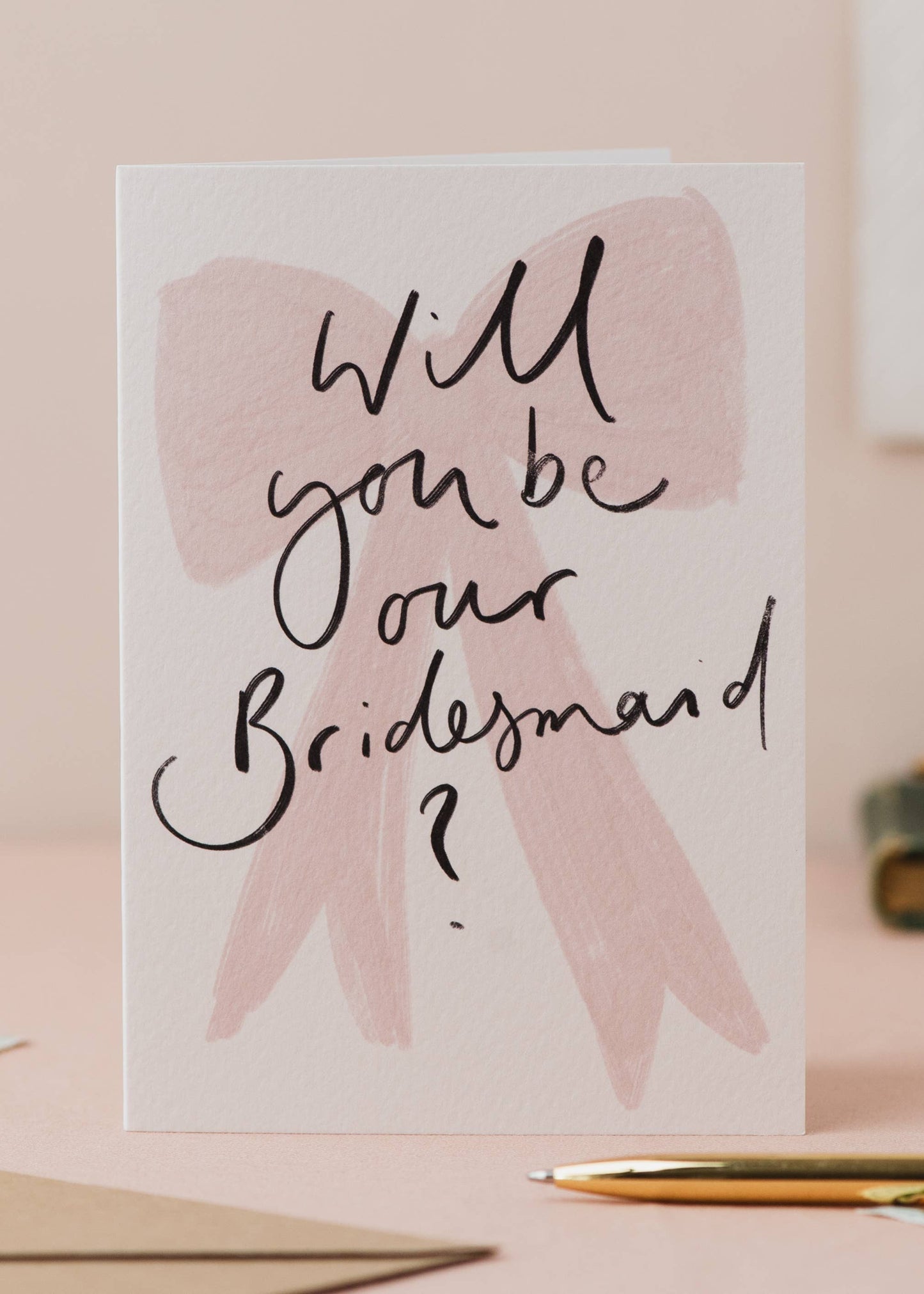 Pink Bow 'Will You Be Our Bridesmaid?' Card