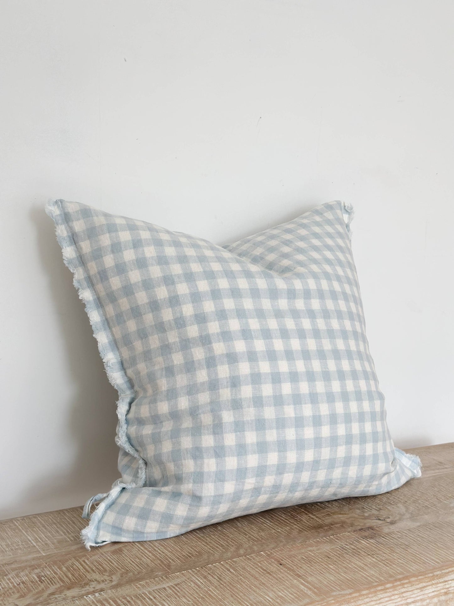 Blue Gingham Linen Cushion Cover