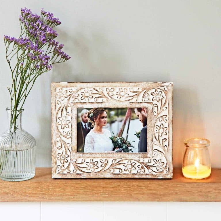 Floral Wooden Photo Frame