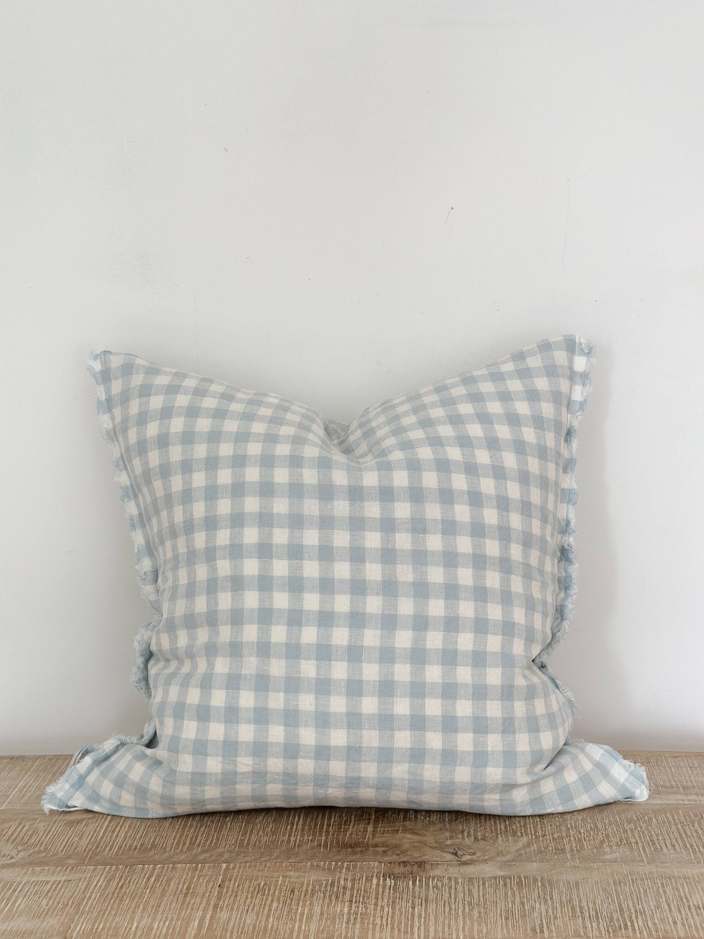 Blue Gingham Linen Cushion Cover